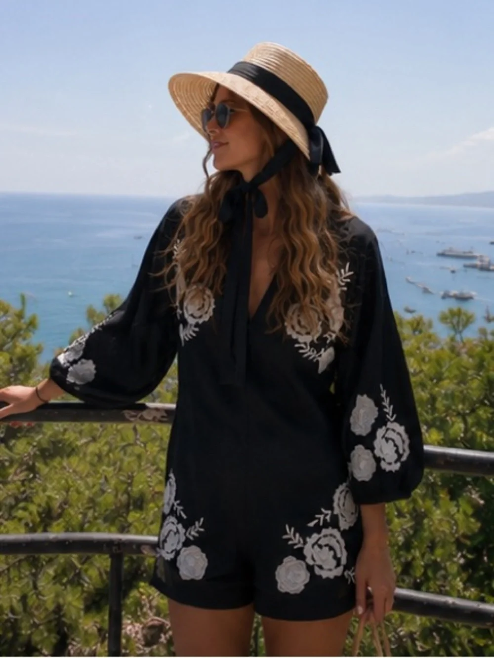 Zara embroidery linen blend jumpsuits bloggers fav